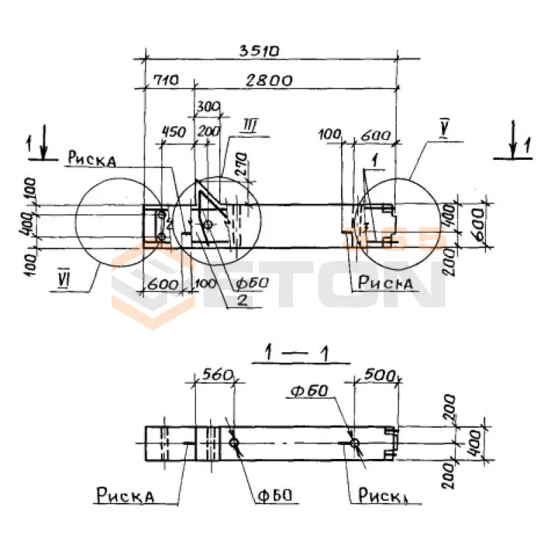 Колонны высотой 4,8; 6,0-4,8 м Серия 1.420.1-19 К 10-16