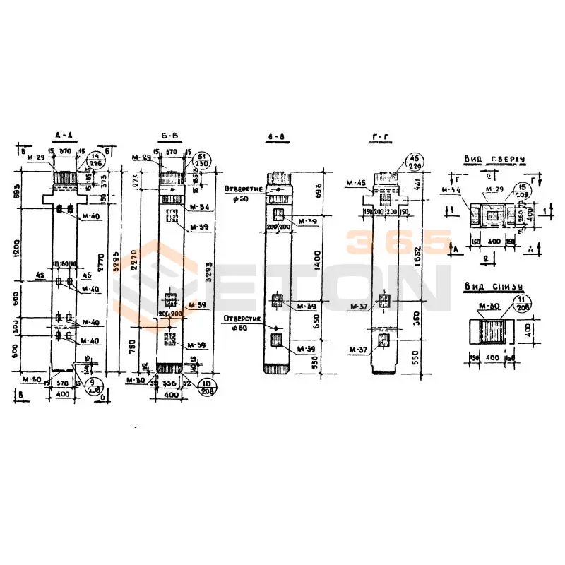 Колонны сечением 400х400 Серия ИИ 04-2 К2Л 60-33-4 а