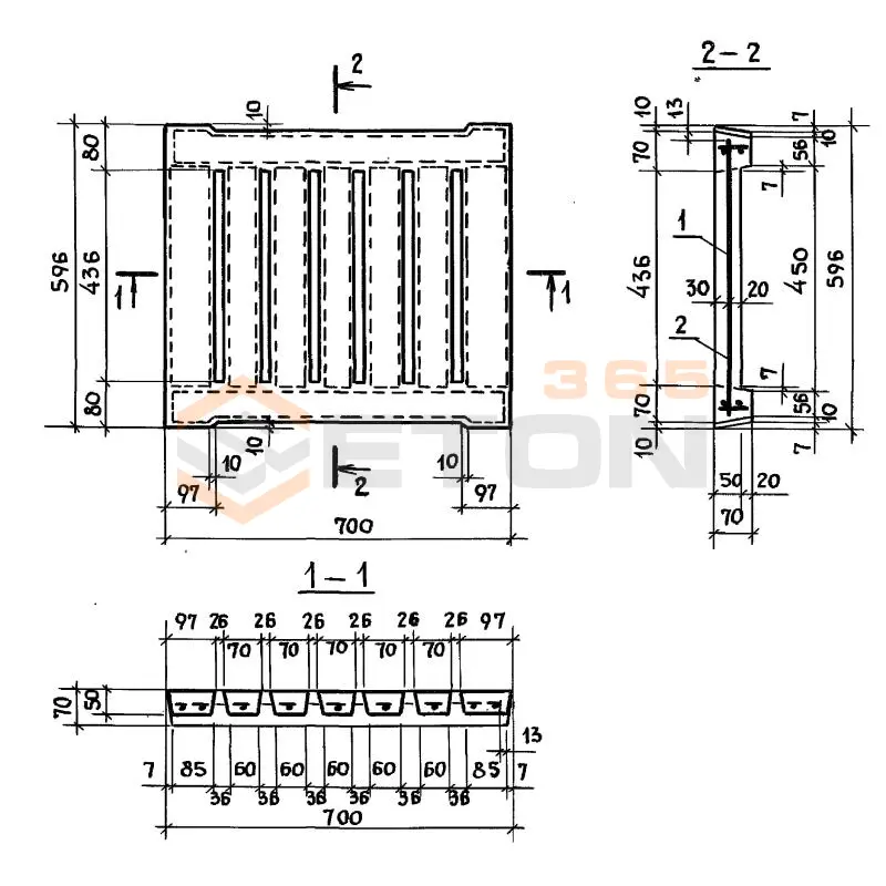 Решетки перекрытий каналов Серия 3.818.9-2 2РП 70-60