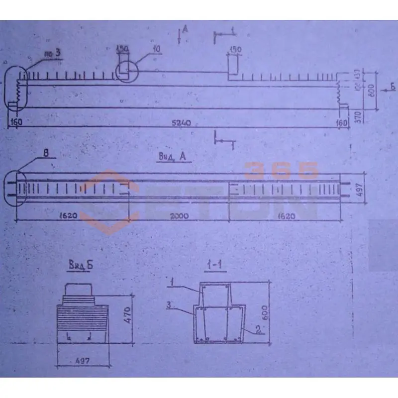 Ригели для опирания многопустотных плит перекрытий Серия 1.020.1-2с/89 1РП 6-2-53-2 с