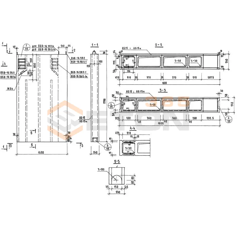 Блоки вентиляционные Серия 1.134.1-3 ВБВ 16-28-2-1 а
