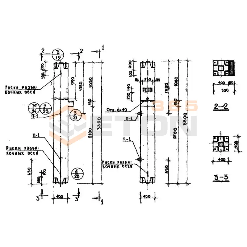 Колонны сечением 400х400 Серия ИИ 04-2 КСР 433-34-1