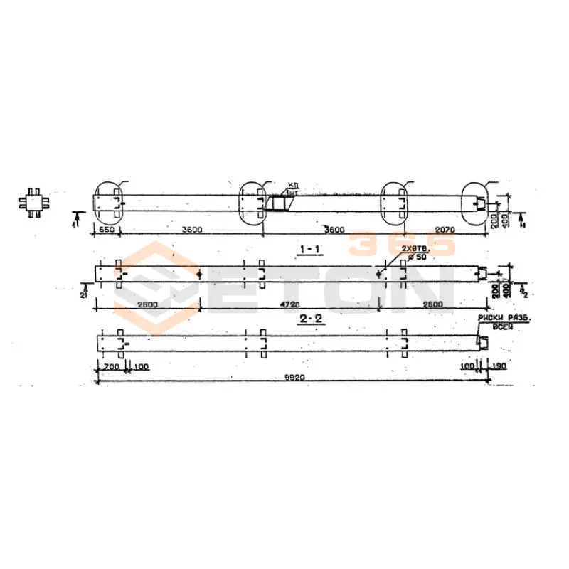 Колонны сечением 400х400 мм для зданий с высотами этажей 3,6 м Серия 1.020.1-2с/89 2КВ 36-99-13