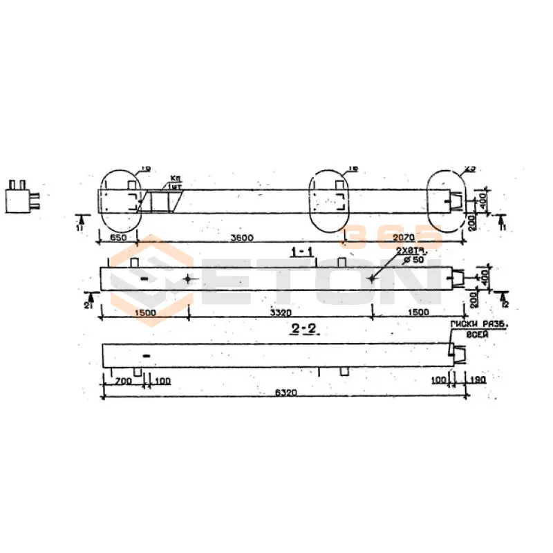 Колонны сечением 400х400 мм для зданий с высотами этажей 3,6 м Серия 1.020.1-2с/89 5КВ 36-63-2 с
