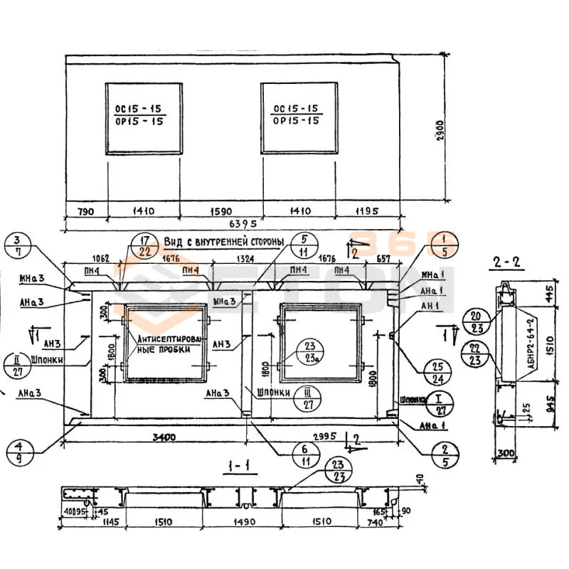 Панели наружных стен Серия 1.132-1 НР 2-64-29-3-2-1