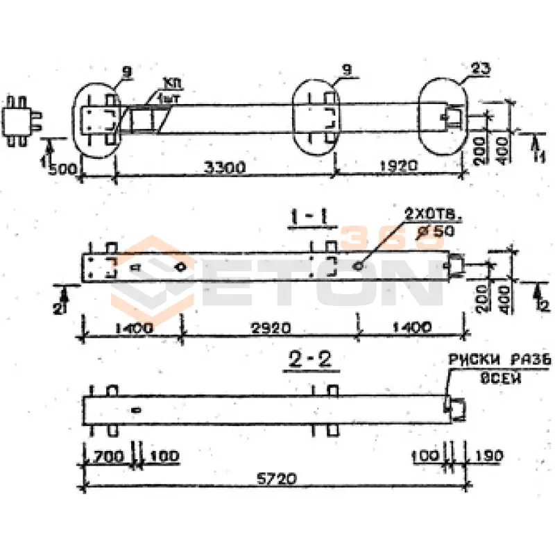 Колонны сечением 400х400 мм для зданий с высотами этажей 3,3 м Серия 1.020.1-2с/89 3КВ 33-57-3 с