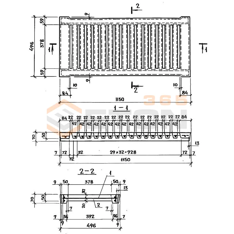 Решетки перекрытий каналов Серия 3.818.9-2 1РП 115-50
