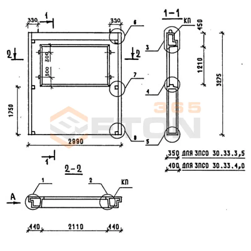 Панели наружных стен однослойные Серия 1.090.1-1/88 3ПСО 30-33-4,0 пт