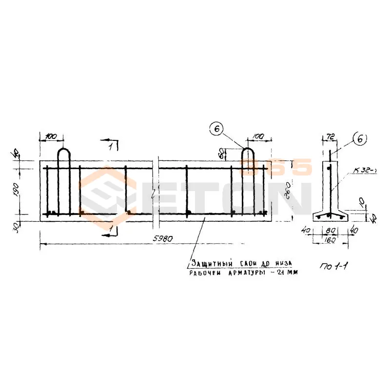 Балки тавровые Серия ИИ 03-02 Альбом 16 БТ 60
