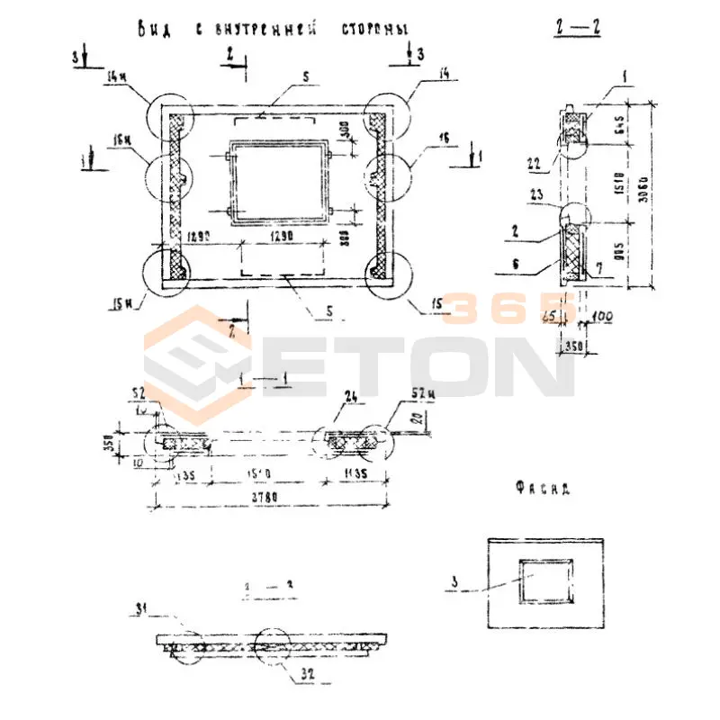 Панели наружных стен Серия 1.132.1-16 4ПСТ 38-31-35 т-2