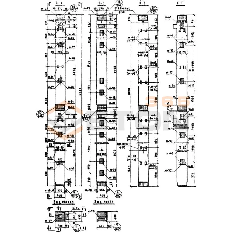 Колонны сечением 400х400 Серия ИИ 04-2 КЛ 42-84-4 а