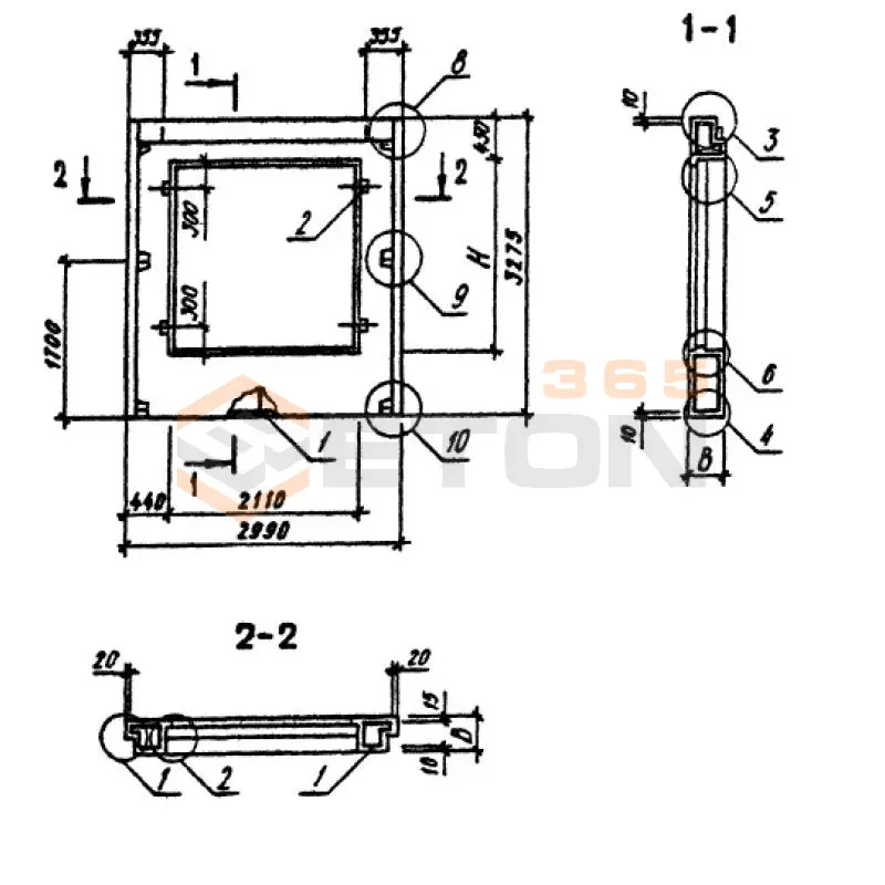 Панели наружных стен однослойные Серия 1.090.1-3пв 3ПСО 30-33-3,5-2 п пв (1.090.1-3пв)