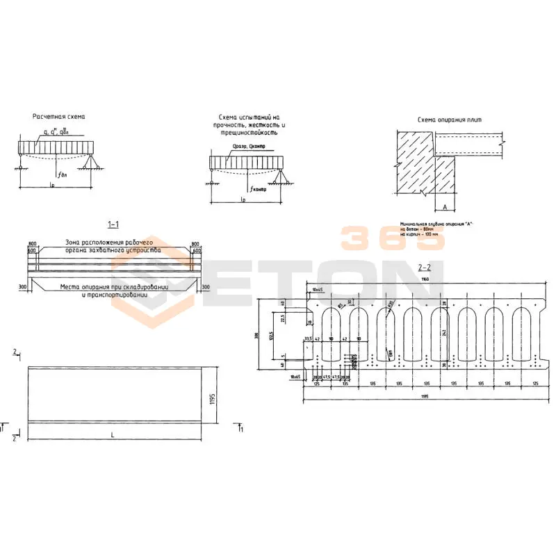 Плиты многопустотные Рабочие чертежи 164/07-ПР-КЖ 3ПБ 60-12-8 (РЧ 164/07-ПР-КЖ)