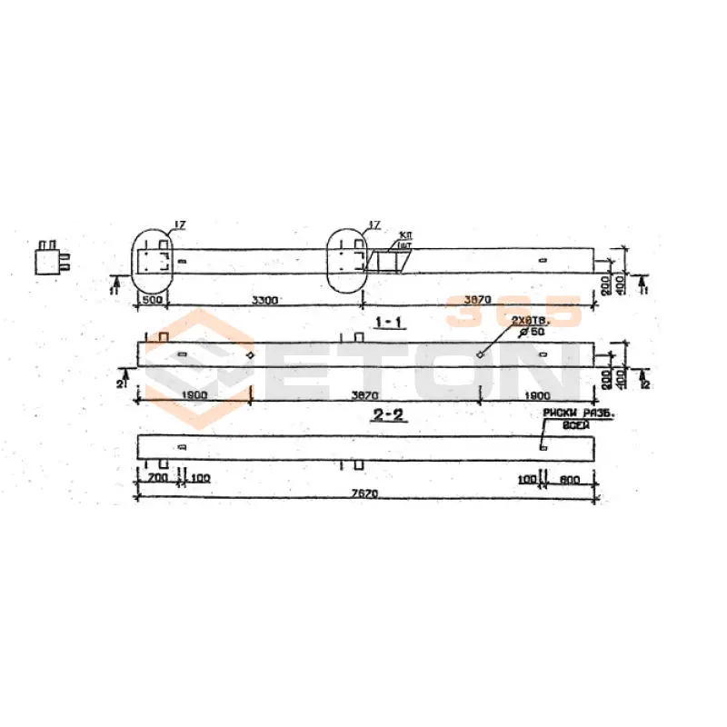 Колонны сечением 400х400 мм для зданий с высотами этажей 3,3 м Серия 1.020.1-2с/89 5КБ 33-77-3 с