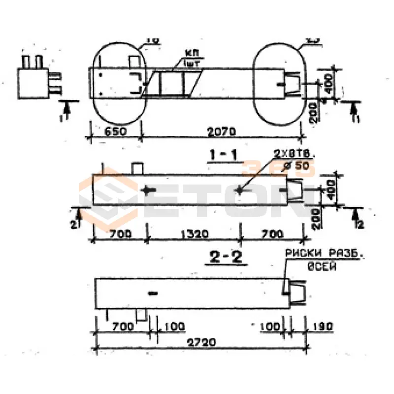Колонны сечением 400х400 мм для зданий с высотами этажей 3,6 м Серия 1.020.1-2с/89 5КВ 36-27-1 с
