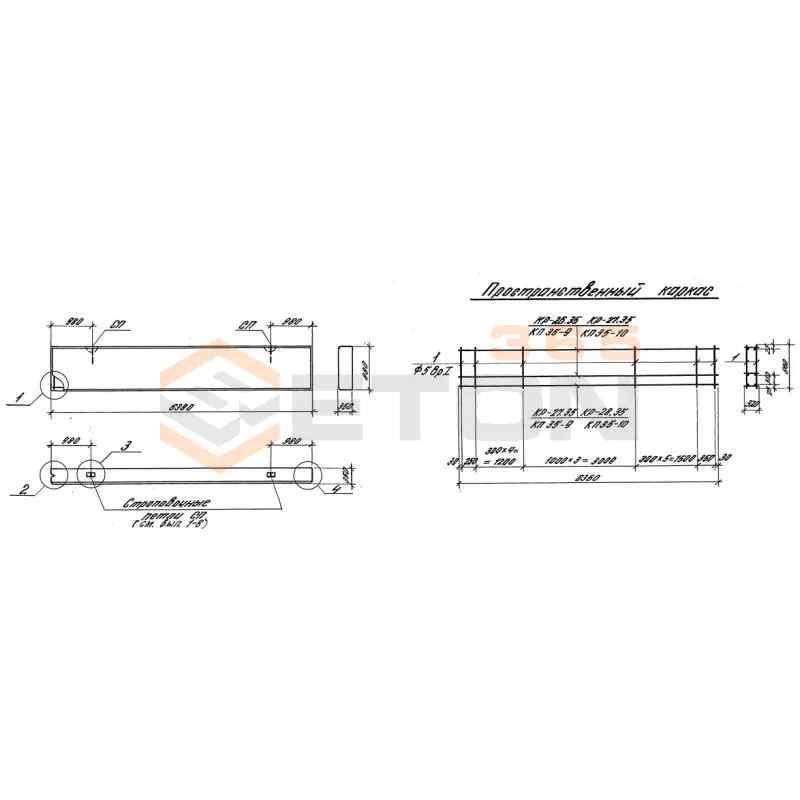 Панели стеновые толщиной 350 мм Серия 1.030.1-1 ПС 64-9-3,5-6 л-2