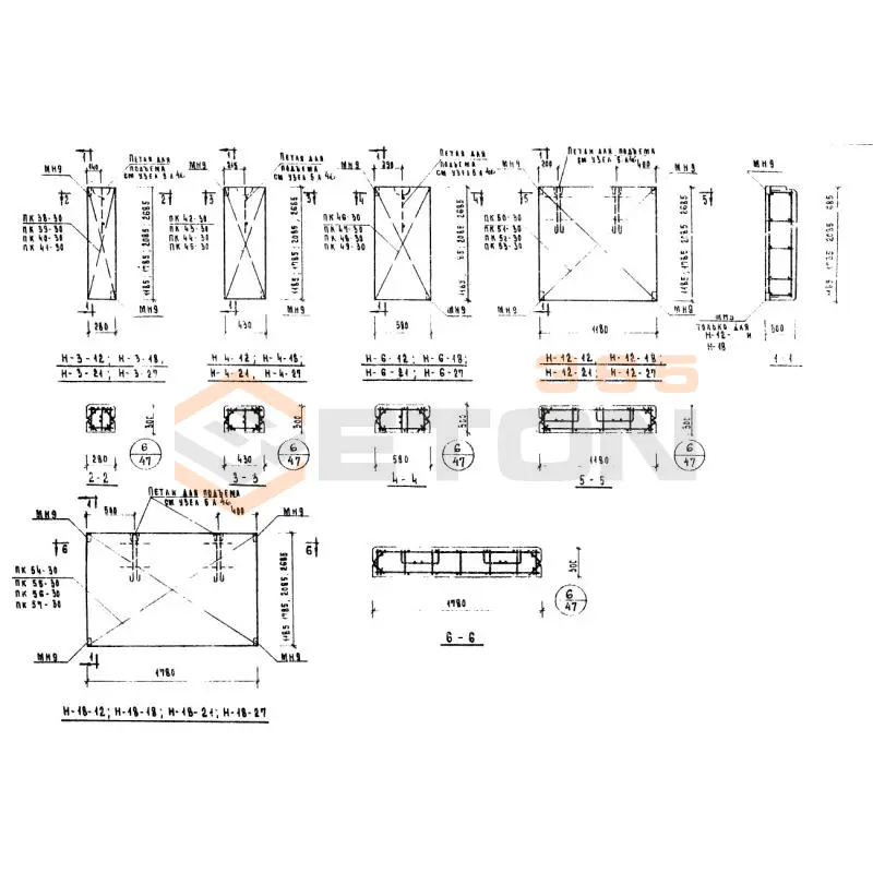 Панели стеновые легкобетонные толщиной 20,25,30 и 35 см Серия ИИ 04-5 Н 3-12