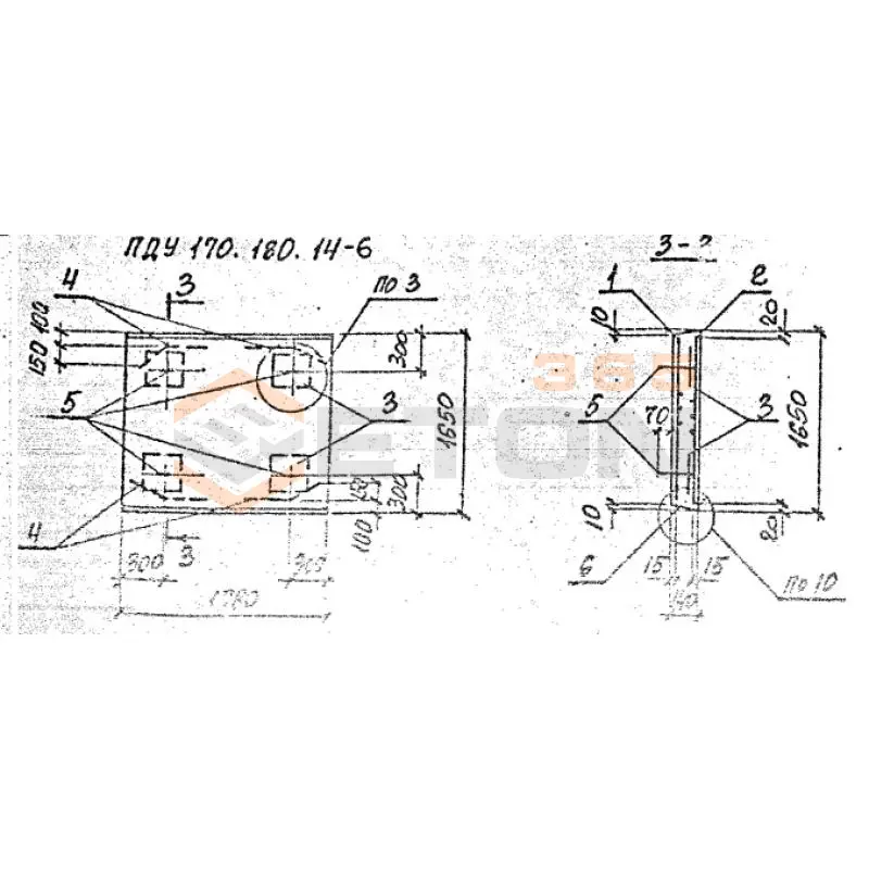 Плиты днища каналов угловые ПДУ серия 3.006.1-8 ПДУ 170-180-14-6