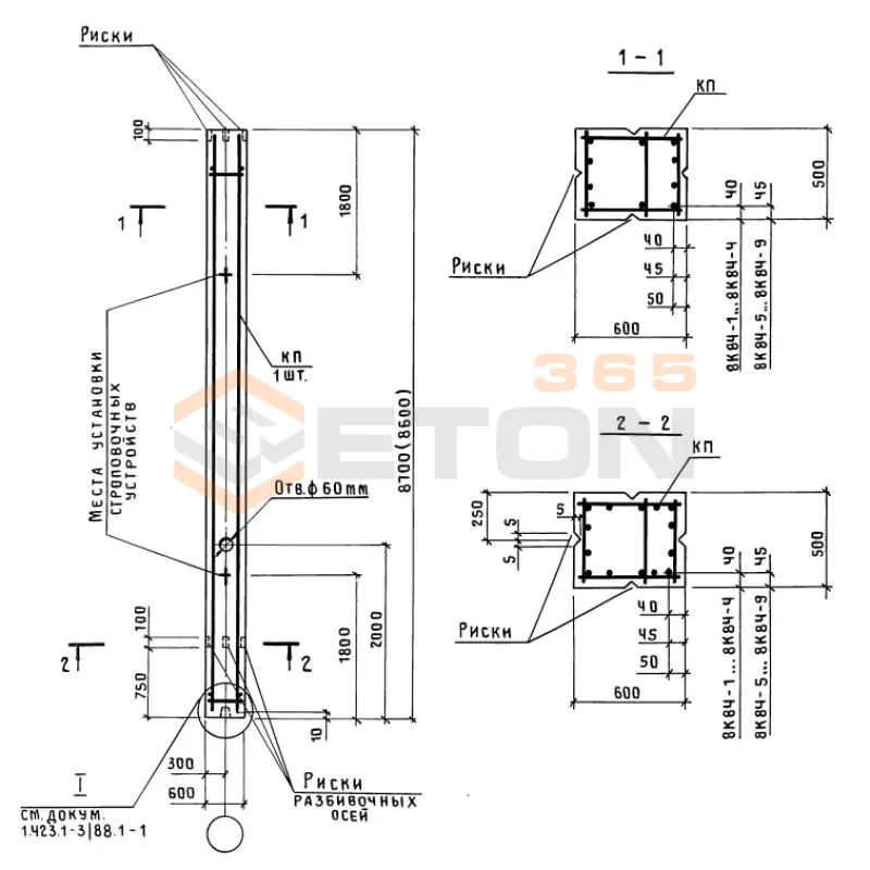 Колонны железобетонные Серия 1.423.1-3/88 8К 84-9 м3