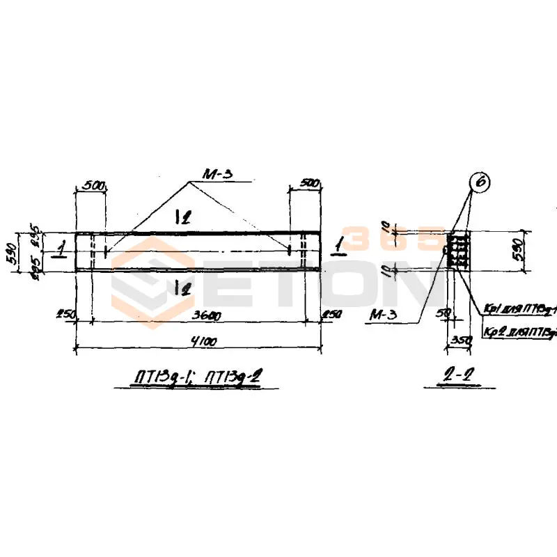 Плиты перекрытия серия ИС 01-05 ( НК 029-23:39 ) ПТ 13д-2