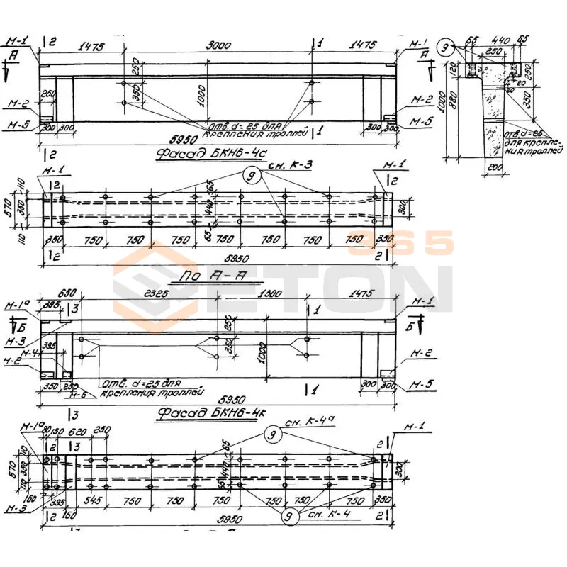 Балки подкрановые Серия КЭ 01-04 БКН 6-4 к