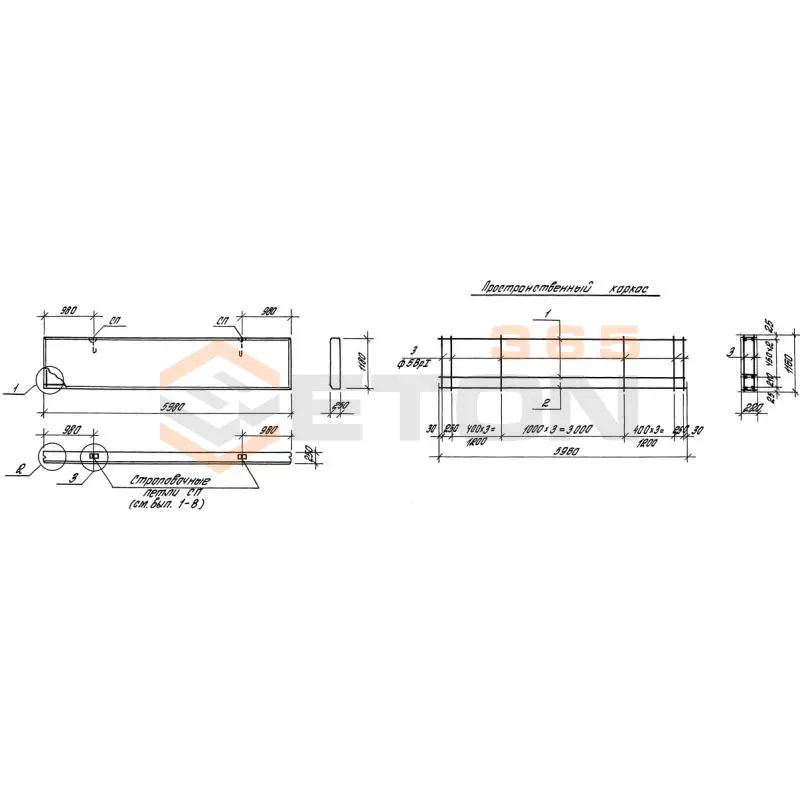 Панели стеновые толщиной 250 мм Серия 1.030.1-1/88 ПС 60-12-2,5-2 я