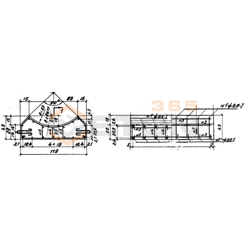 Блоки лекальные под цилиндрические звенья (Серия 3.501-59, шифр 1484 ) БЛ 1-302