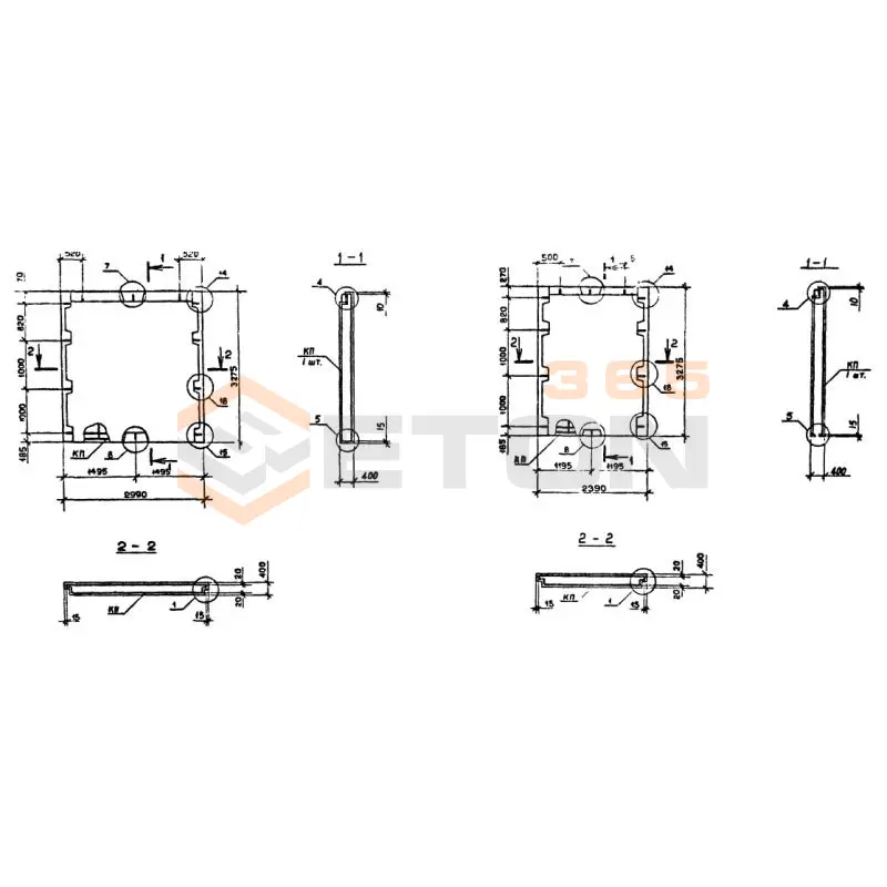 Панели наружных стен Серия 1.090.1-7с ПС 30-33-4 пс (1.090.1-7с)