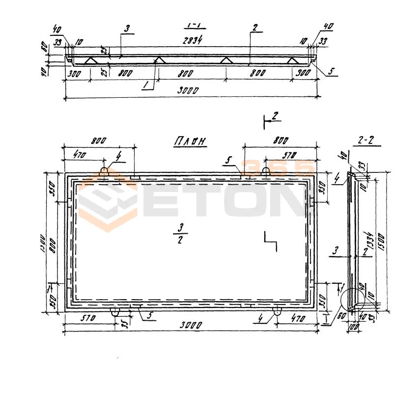 Плиты Серия 3.820.1-70 (3.820.1-32, 3.820-11) ПКу 30-15