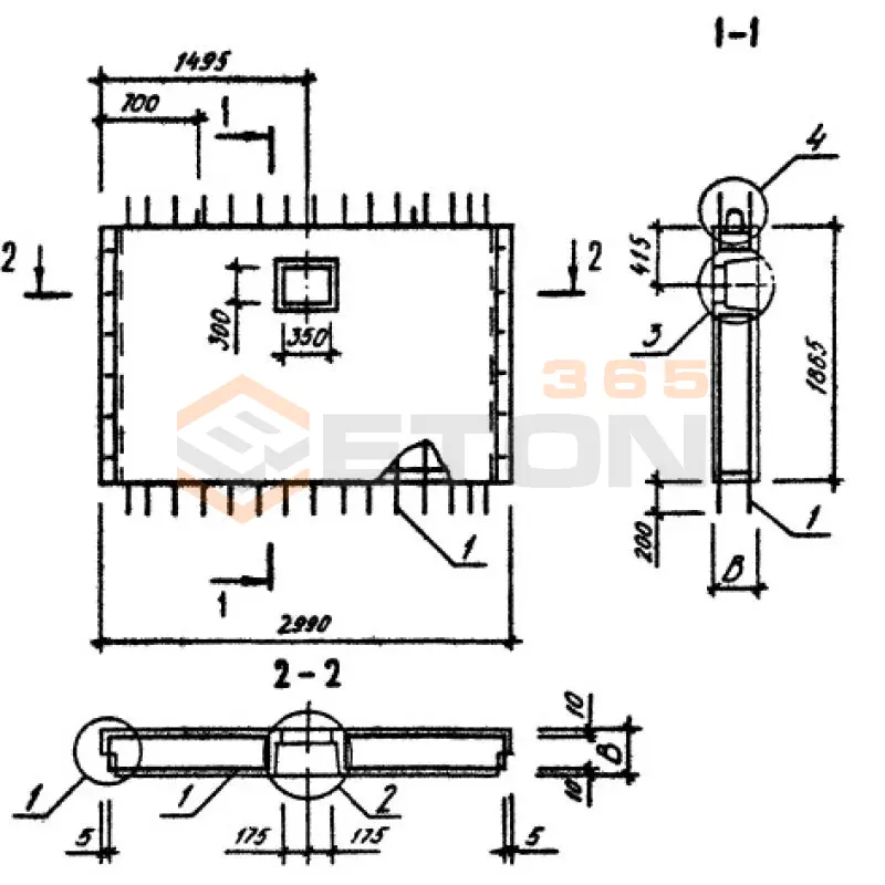 Панели стеновые нулевого цикла (цокольные) Серия 1.090.1-3пв 1ПСЦ 30-19-3,0 п пв (1.090.1-3пв)