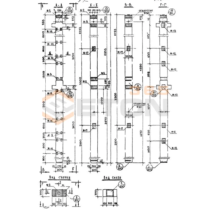 Колонны сечением 300х300 Серия ИИ 04-2 К2Л 13-75-3 а