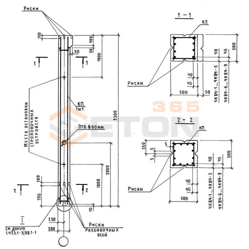Колонны железобетонные Серия 1.423.1-3/88 4К 84-3 м4