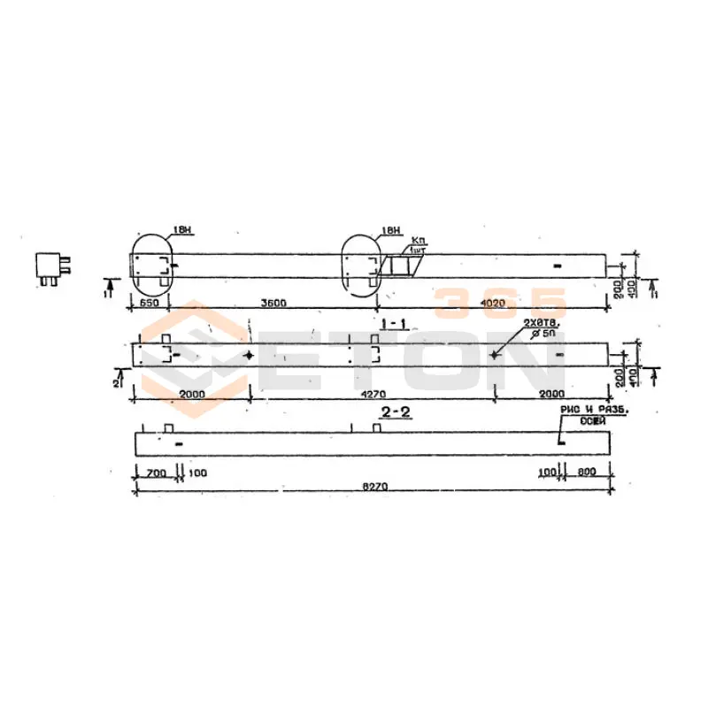 Колонны сечением 400х400 мм для зданий с высотами этажей 3,6 м Серия 1.020.1-2с/89 5КБ 36-83-11 н