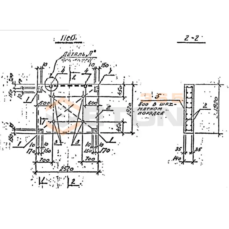 Панели стеновые Серия ВТИ КЖ 01-82 ПС 8 (ВТИ КЖ 01-82)