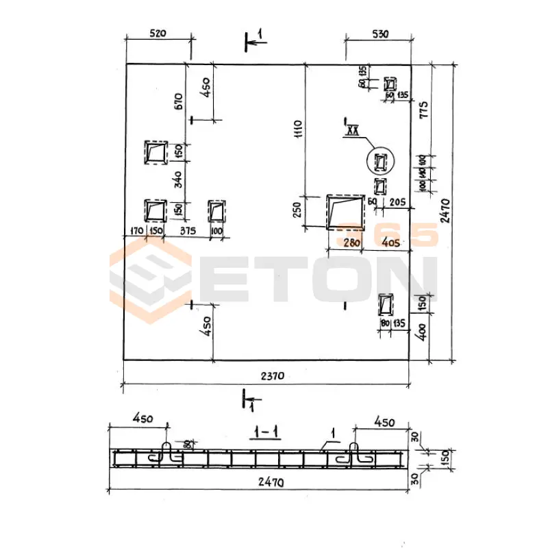 Плиты перекрытия шахт Серия 1.089.1-2 ПЛ 100Гр-24-25-2 (1.089.1-2)