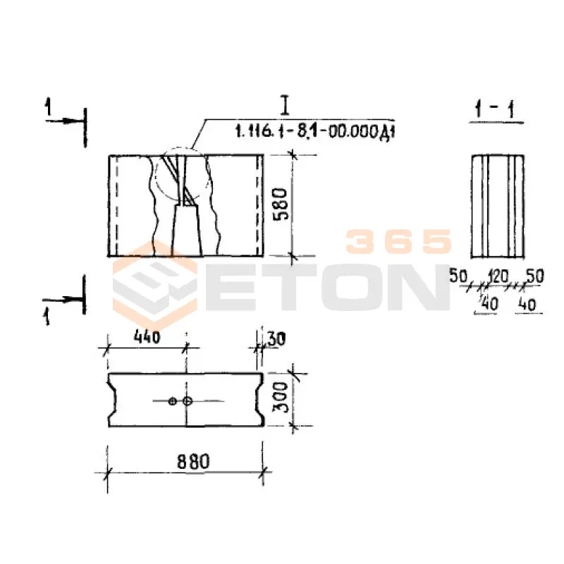 Фундаментные блоки сплошные ФБС серия 1.116.1-8 и ГОСТ 13579-78 ФБС 9-3-6 п