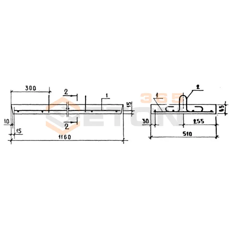 Перемычки плитные ПП серия 1.038.1-1 ( 1.138-10, ИИ 03-02, ГОСТ 948-84, 1.139-1 ) 4ПП 12-4