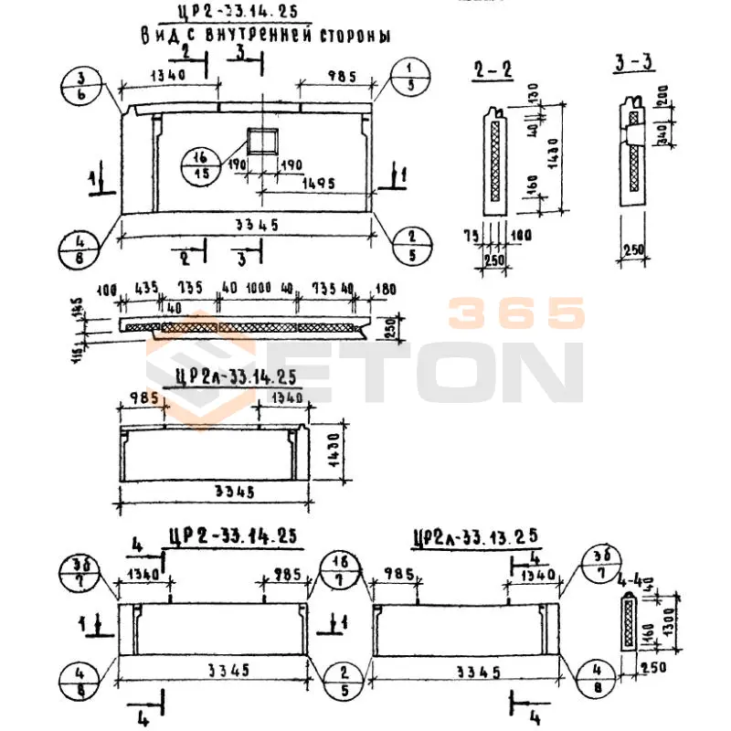 Панели наружных цокольных стен Серия 1.117-9 ЦР 2л-33-14-25 (1.117-9)