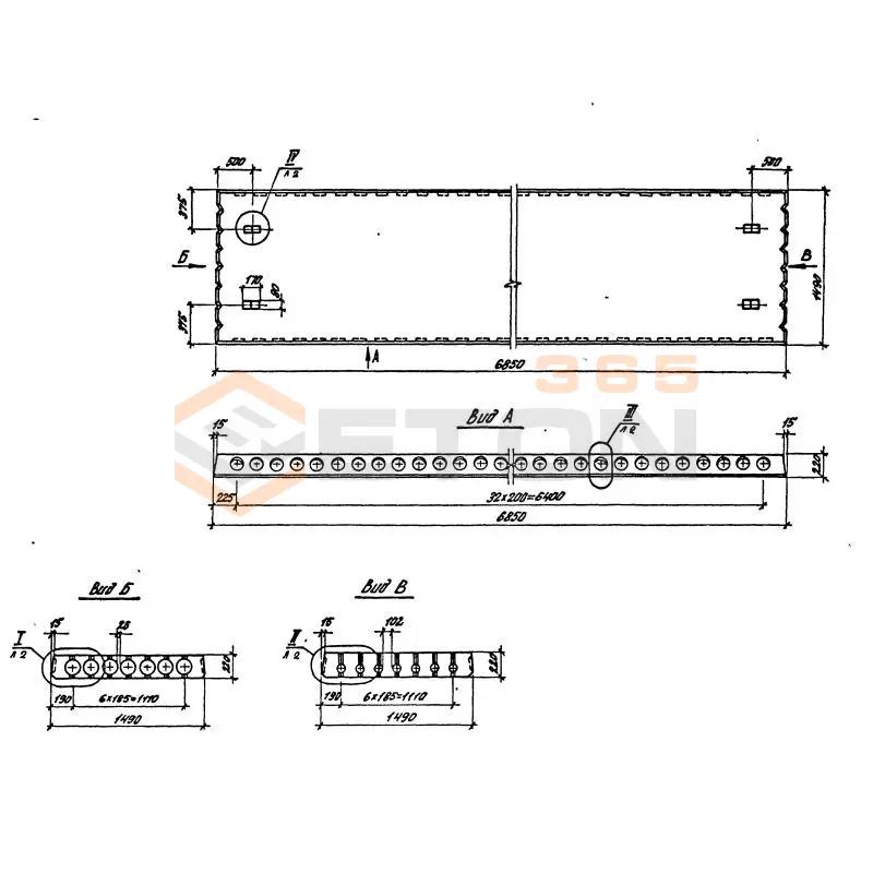 Плиты перекрытия многопустотные ПК шириной 1,5 метра Серия 1.041.1-3 ПК 68-15-6 АIIIв-1