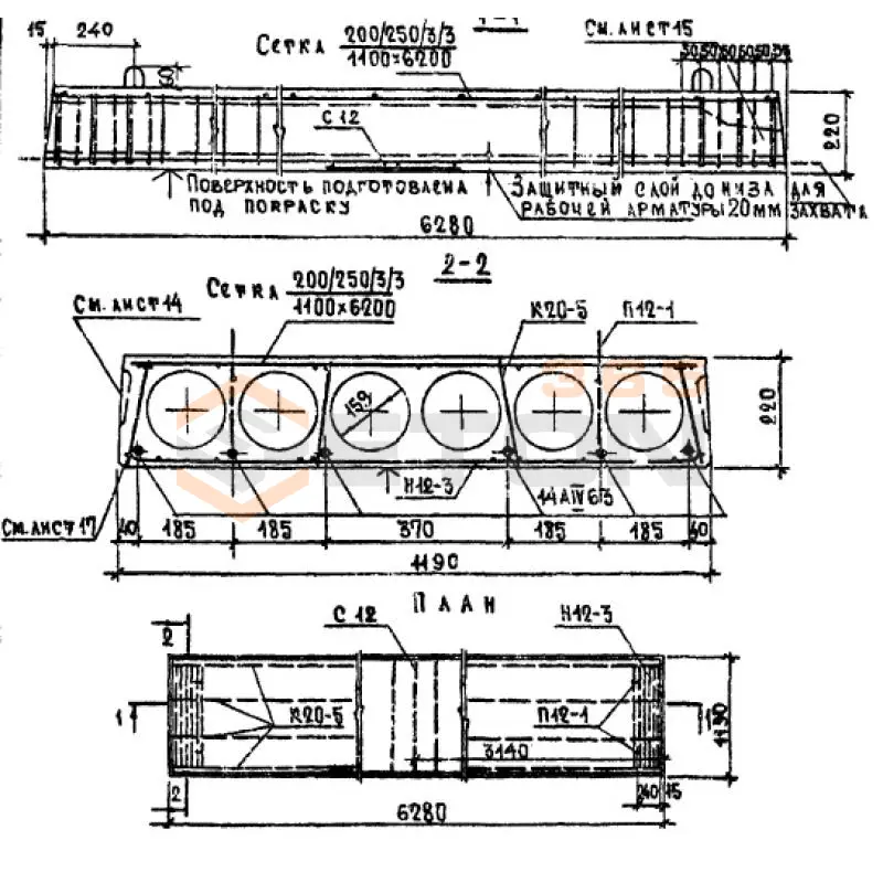 Панели многопустотные Серия 1.141-1 ПК 10-63-12 АIV а