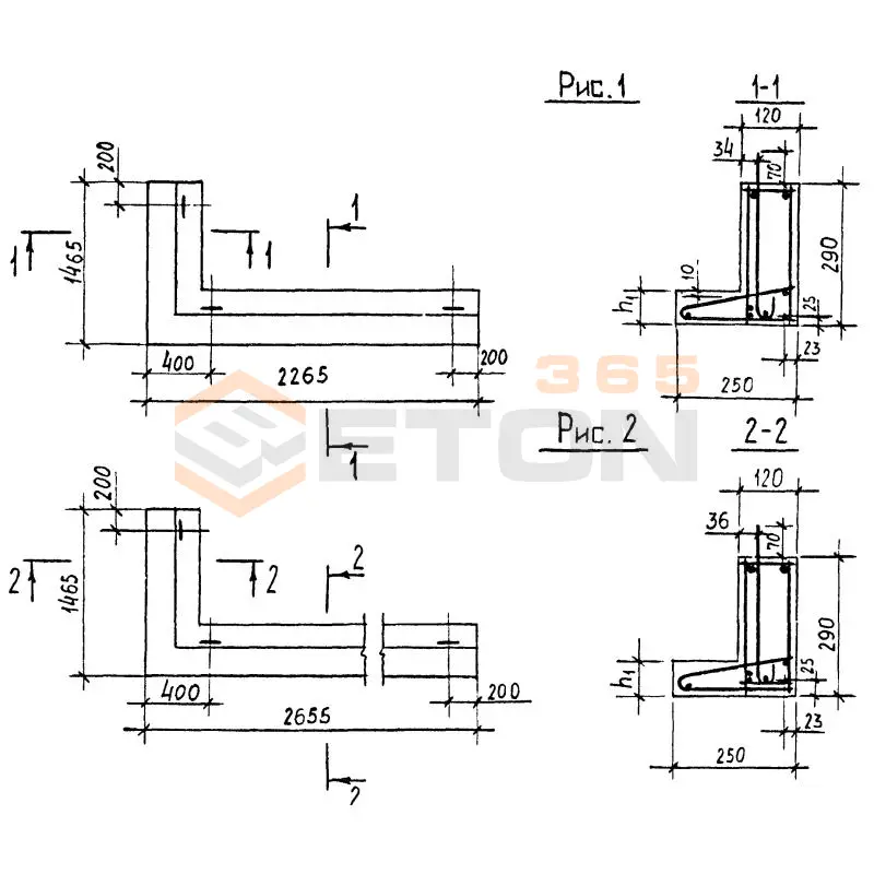 Перемычки угловые фасадные ПФУ серия 1.038.1-1 ( 1.138-10, ИИ 03-02, ГОСТ 948-84, 1.139-1 ) 2ПФУ 27/15-8