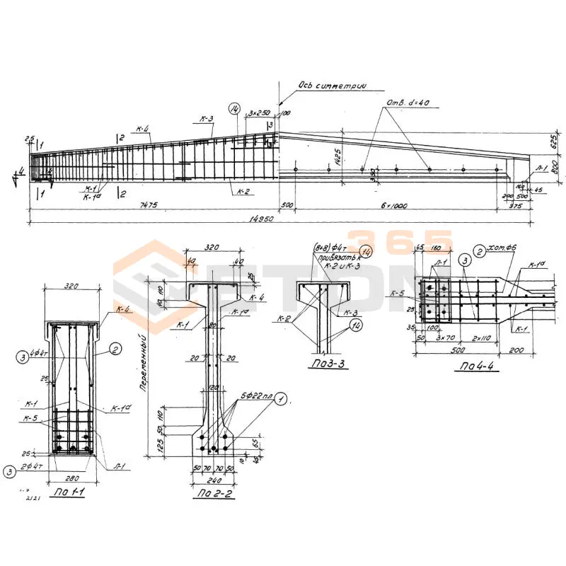 Балки Серия ПК 01-06 Б 4-15-2