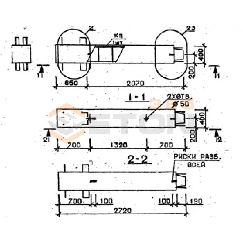 Колонны сечением 400х400 мм для зданий с высотами этажей 3,6 м Серия 1.020.1-2с/89 1КВ 36-27-4 с