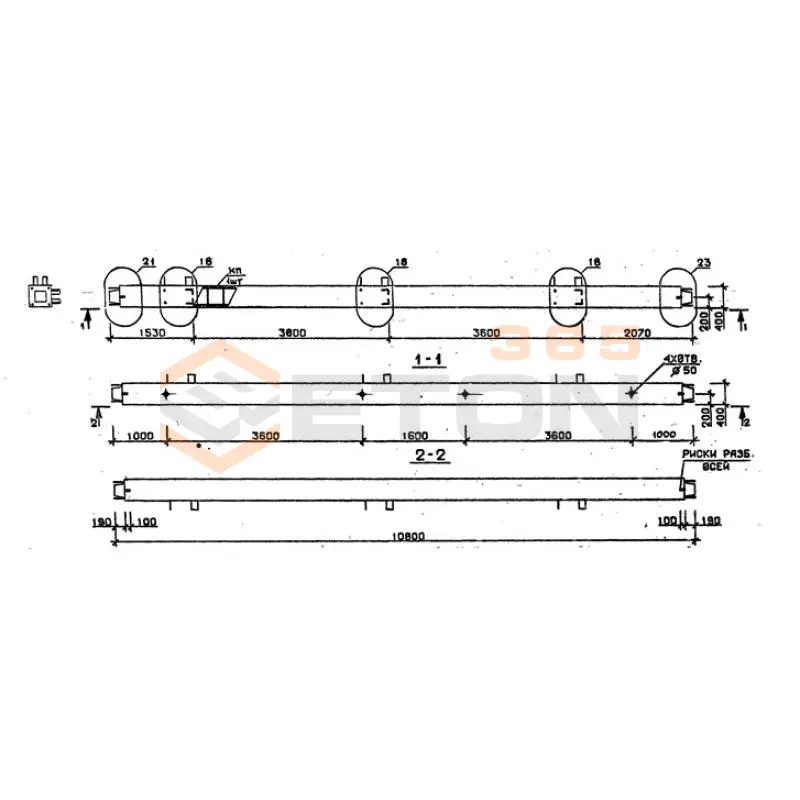 Колонны сечением 400х400 мм для зданий с высотами этажей 3,6 м Серия 1.020.1-2с/89 5КС 36-108-11