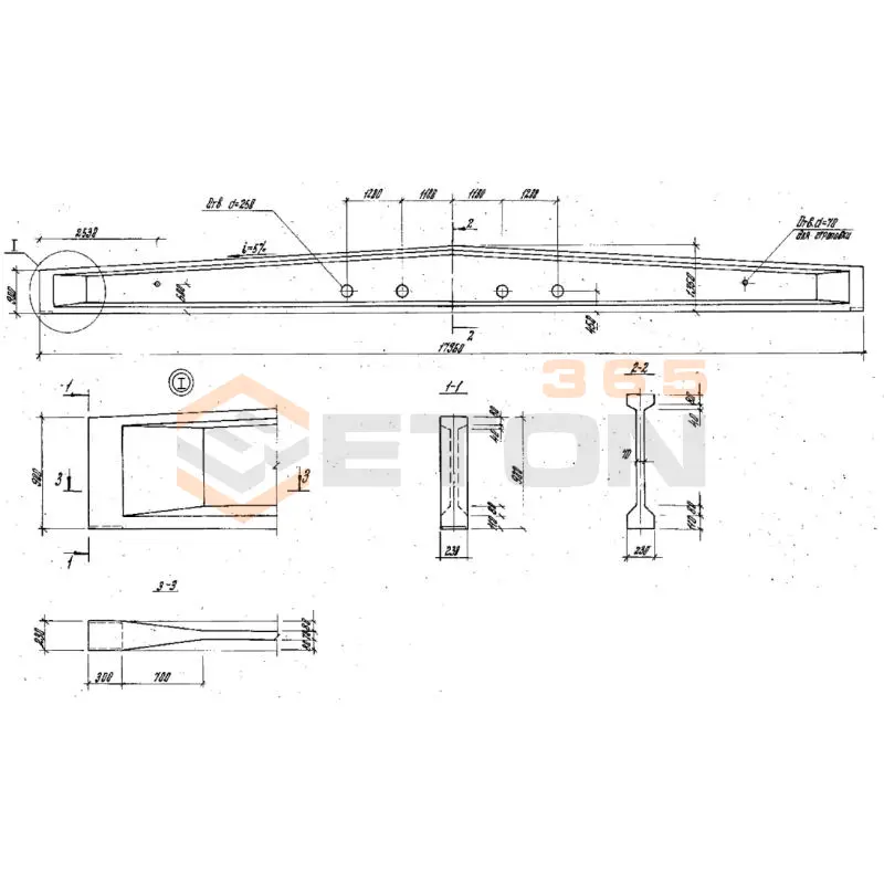 Балки стропильные двухскатные Серия 1.462.1-16/88 3БСД 18-2-1-3 АIIIв