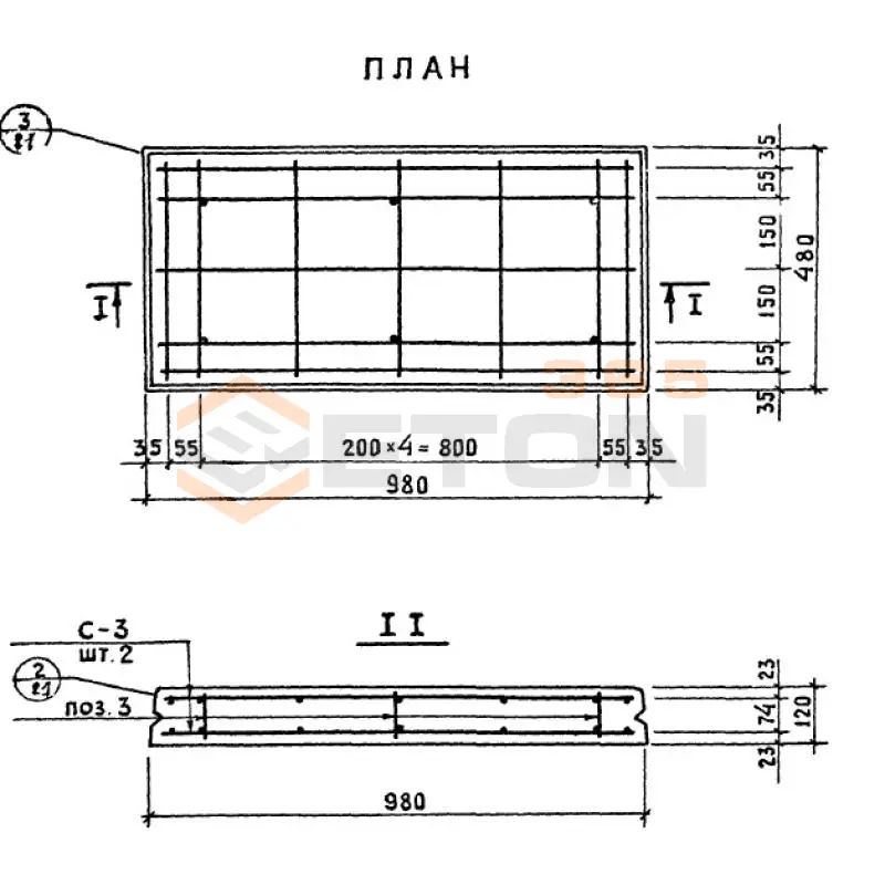 Плиты дорожно-тротуарные ТП 320-55 ДТ 3 (ТП 320-55)