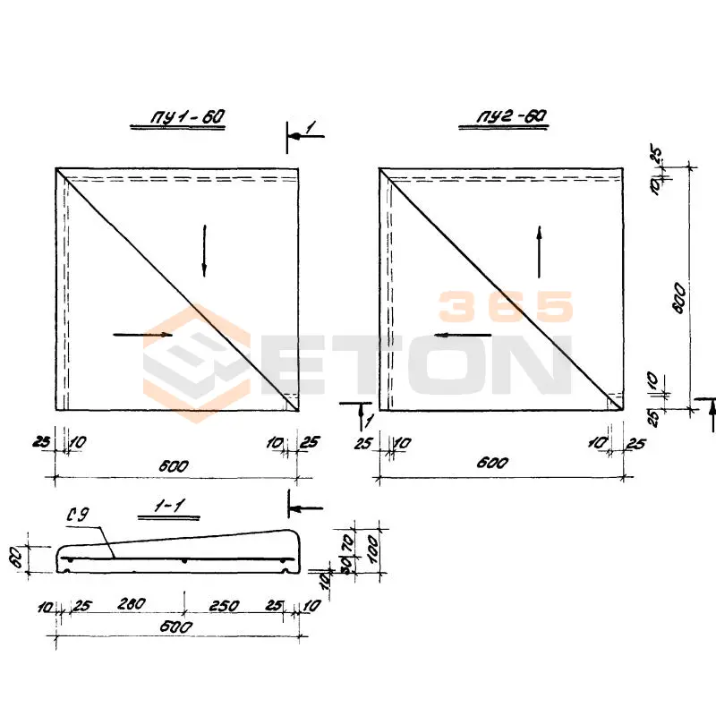 Плиты парапетные ГОСТ 6786-80 и Серия 1.438-1 ПУ 1-60