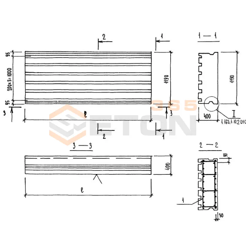Панели покрытий сплошные Серия 1.165.1-10 ПВ 51-12-40-3 я