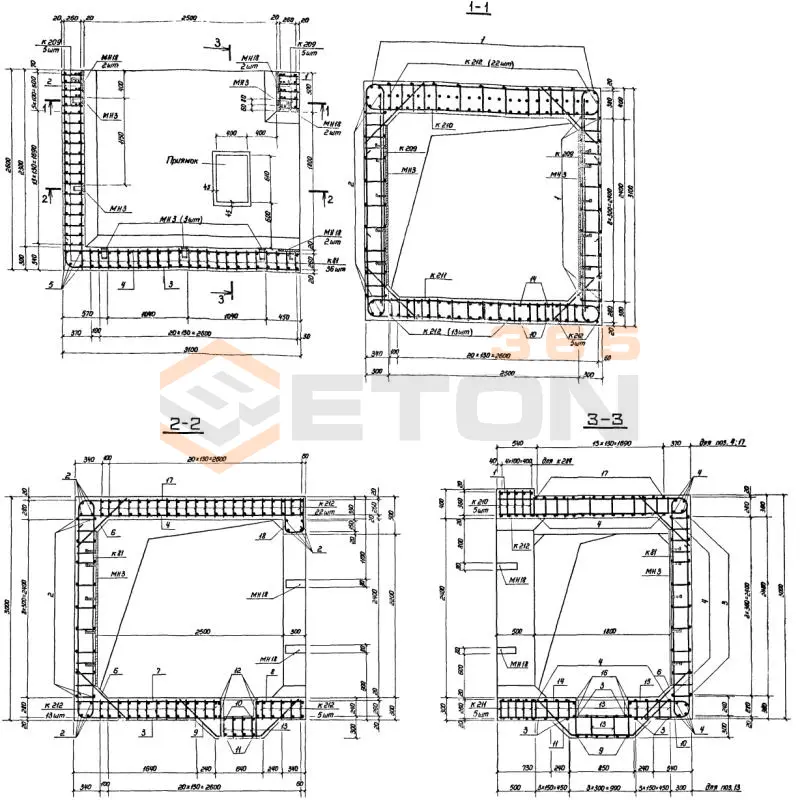 Участки монолитные Серия 03.005-6 Участок 8а-II
