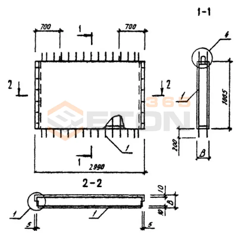 Панели стеновые нулевого цикла (цокольные) Серия 1.090.1-3пв ПСЦ 30-19-3,5 п пв (1.090.1-3пв)